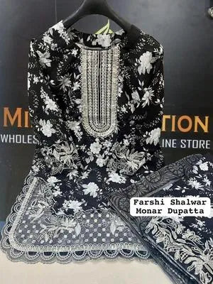 3 Pcs Women's Stitched Lawn Printed Suit