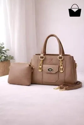 Women's Leather Plain Hand Bag Set in 6 colours.