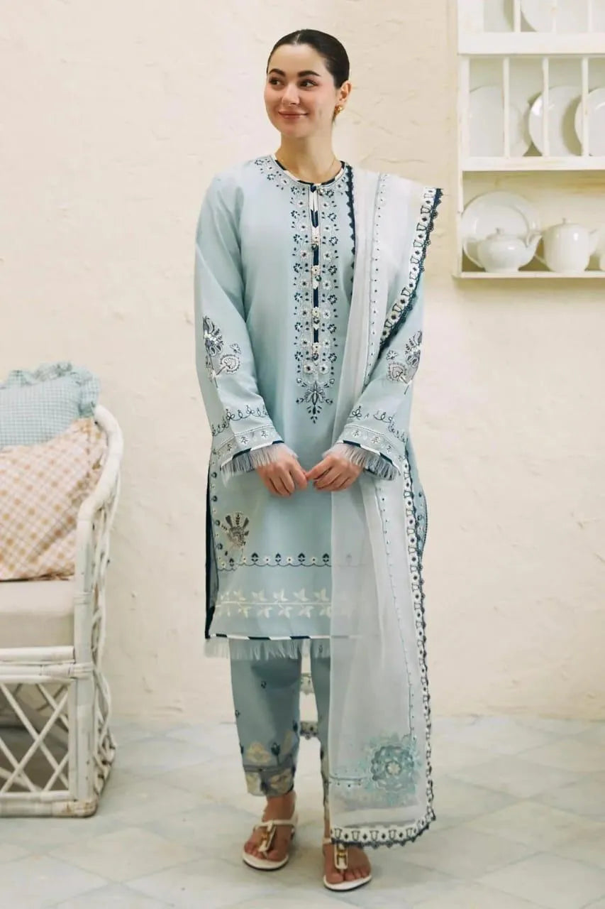 3 Pcs Women's Unstitched Embroidered Suit