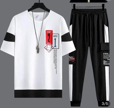 Men Black Graphic Track Suit 2 Pcs Micro Interlock in 2 colours
