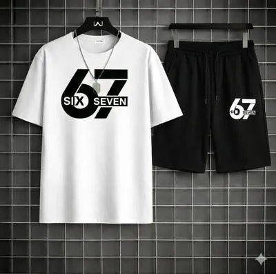 2 Pcs Men's Polyester Printed T-Shirt & Shorts Tracksuit in 4 colours.
