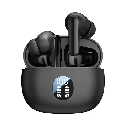 Black TWS Wireless Earbuds with 24Hr Battery & Noise Cancellation