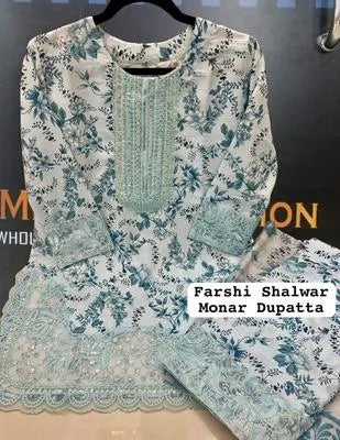 3 Pcs Women's Stitched Lawn Printed Suit