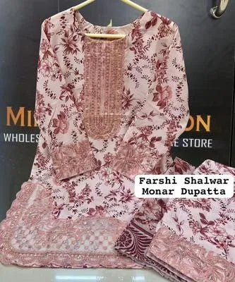3 Pcs Women's Stitched Lawn Printed Suit