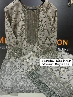 3 Pcs Women's Stitched Lawn Printed Suit