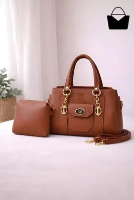 Women's Leather Plain Hand Bag Set in 6 colours.