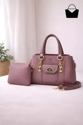 Women's Leather Plain Hand Bag Set in 6 colours.