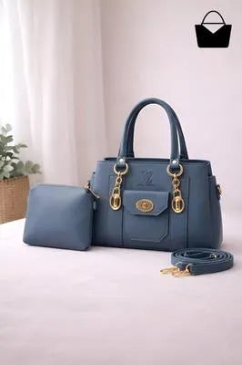 Women's Leather Plain Hand Bag Set in 6 colours.