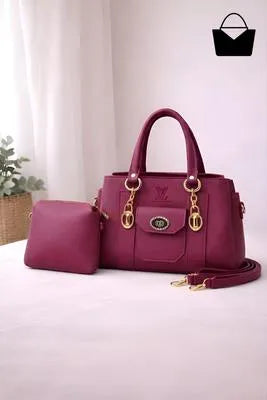 Women's Leather Plain Hand Bag Set in 6 colours.