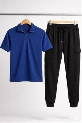 2 Pcs Men's Dri Fit Plain Ziper Track Suit in 5 colours
