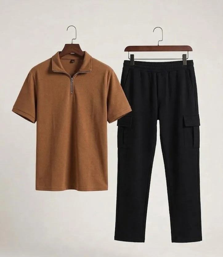 2 Pcs Men's Dri Fit Plain Ziper Track Suit in 5 colours