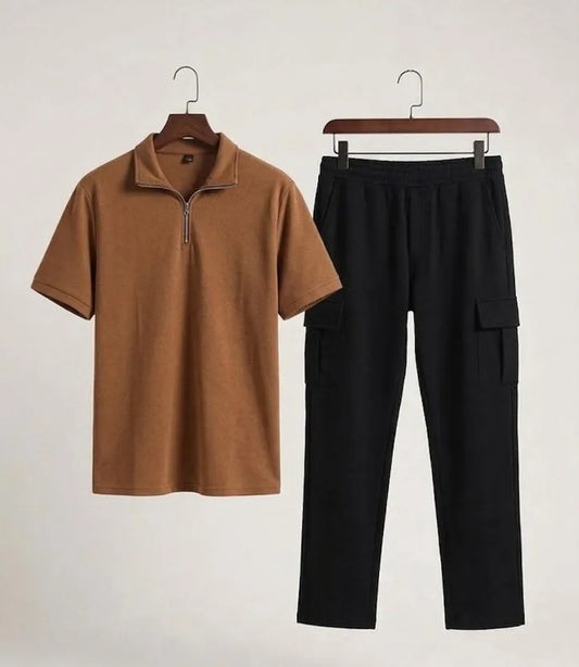 2 Pcs Men's Dri Fit Plain Ziper Track Suit in 5 colours